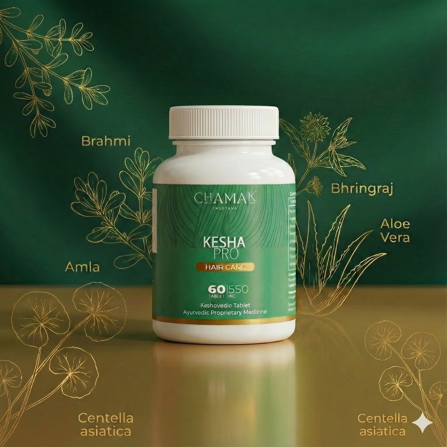 Chamak's Kesha Pro Ayurvedic Capsules 60 Caps – Herbal Hair Fall Control & Hair Growth Formula with Bhringraj, Amla & Brahmi – Natural DHT Blocker for Men & Women