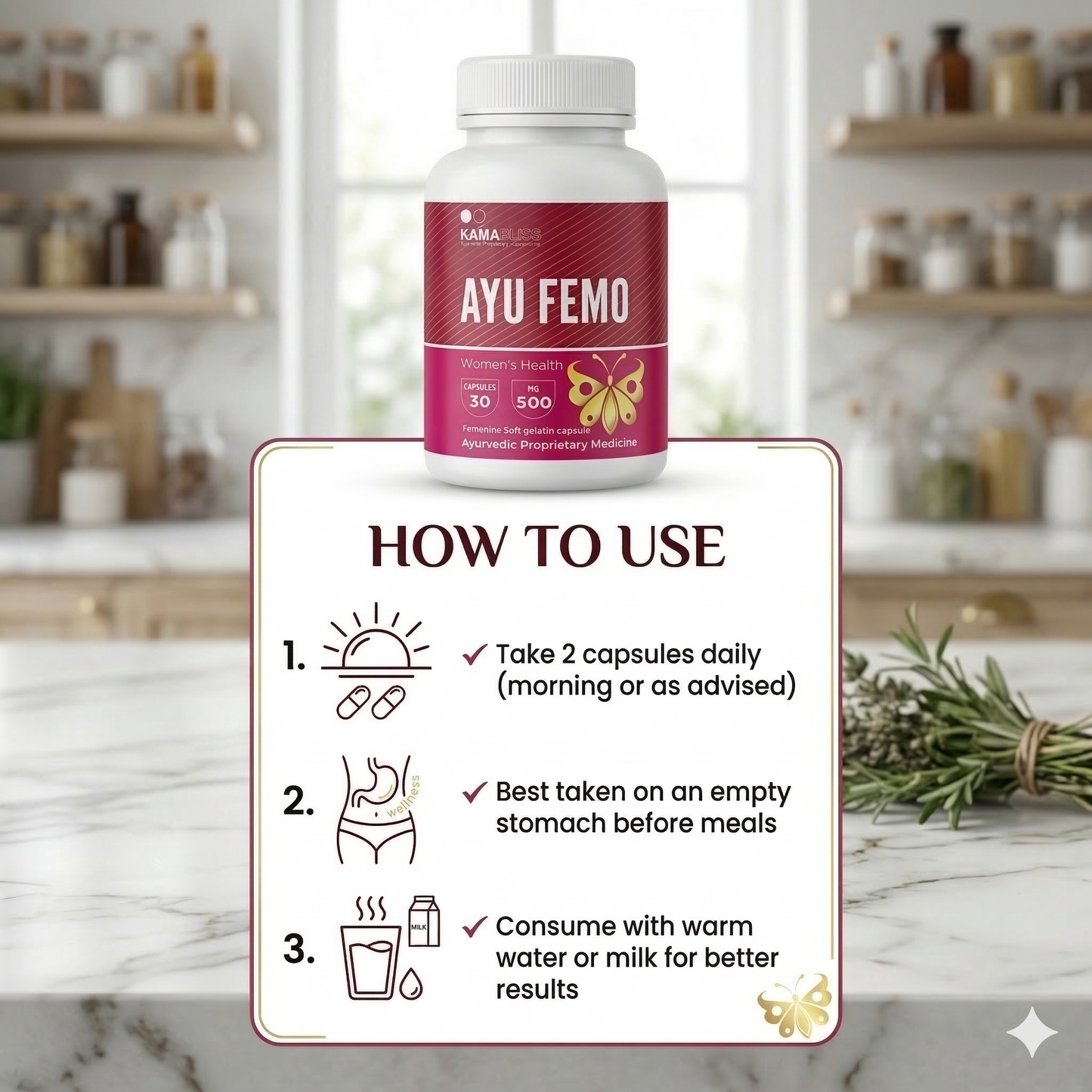 AYUFEMO - For Hormonal Balance & Regular Menstrual Cycles 500mg